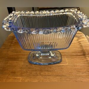 Vintage Indiana Horizon Blue Lace Edge pedestal dish